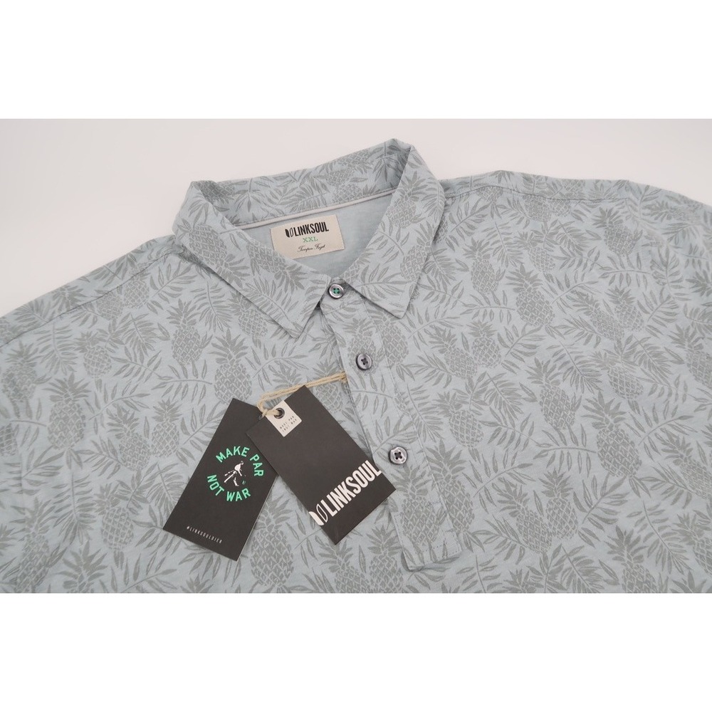 NEW Linksoul Polo Shirt Mens XXL Pineapple Floral LS1374 Performance Golf 2XL
